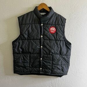 Vintage MAC Tools Black Quilted Puffer Vest with Red Patch